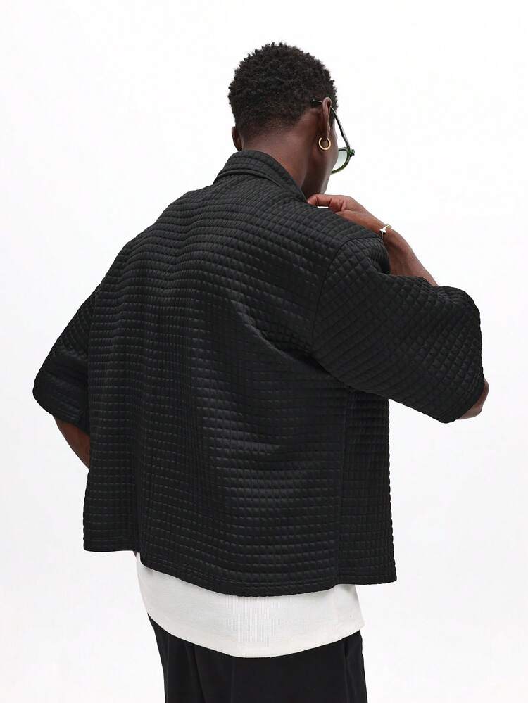 Textured Button Down Shirt With Logo