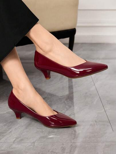 Sleekvia Women's High Quality Minimalist Pointed Toe Leather Comfortable Low Heel Dress Shoes