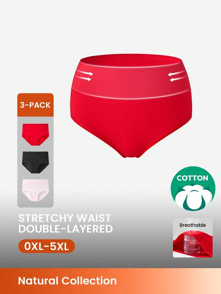 Plus 3-Pack High-Waist Briefs Underwear