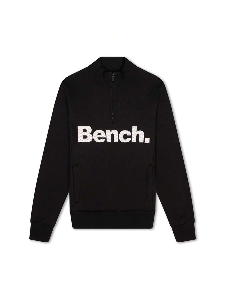 BENCH Men's 1/4 Zip Sweatshirt Black - Black - View 1