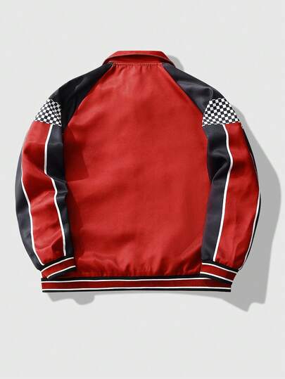 Prep Veste à imprimé lettres et blocs de couleurs pour hommes en automne