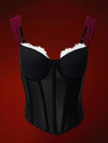 Glisette 2pcs Women Camisole Shapewear Top & High Waist Solid Color Bodycon Skirt Set - Black - View 5
