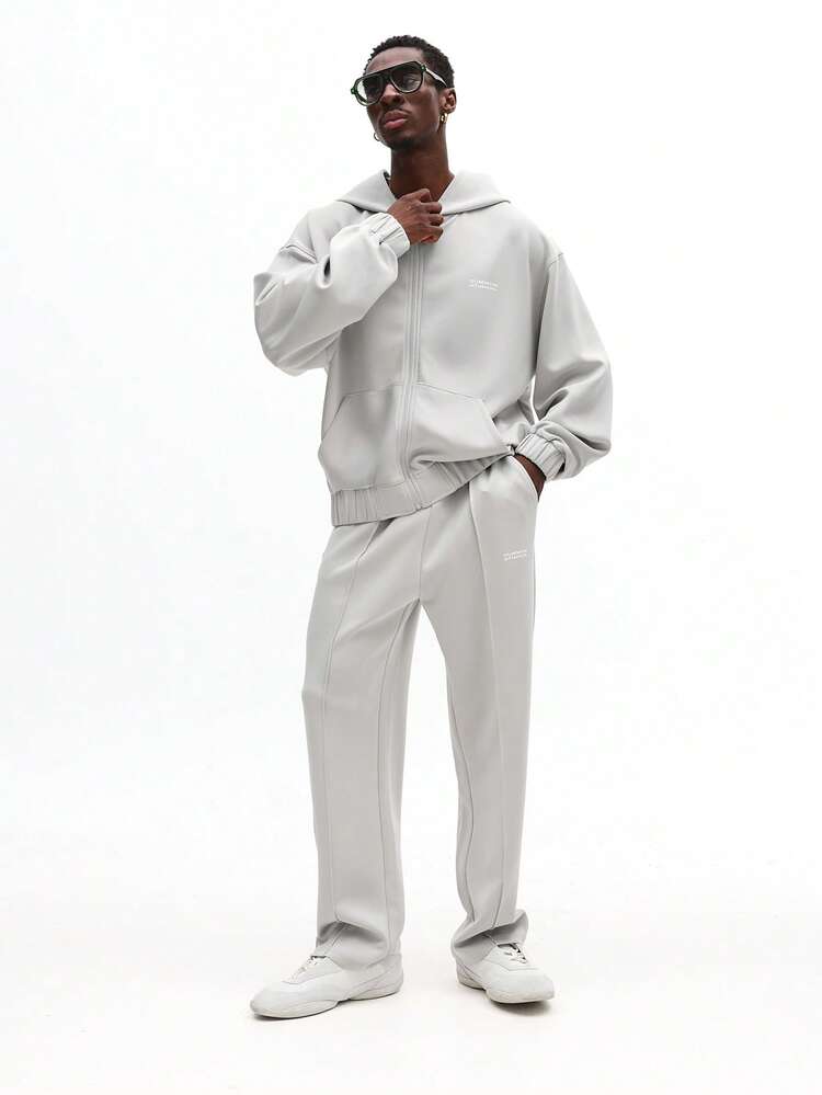 Full Zip Hoodie And Jogger Set With Pin Tuck