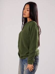 MUSERA Áo khoác cardigan dáng rộng cài nút, phong cách mùa xuân Y2K 90s, thường ngày, dễ thương, rộng thùng thình, thích hợp đi sân bay, đi học, mùa đông, đi làm, văn phòng, dự tiệc tối, thanh lịch. - xanh quân đội - Xem 2