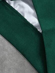 ROMWE MEN Street Life Men's Patchwork Contrast Plaid & Letter Print Hoodie - Green - View 5