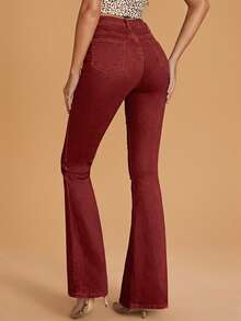 SHEIN Tall Women's Fashion High-Waisted Slim Fit Flare Leg Jeans