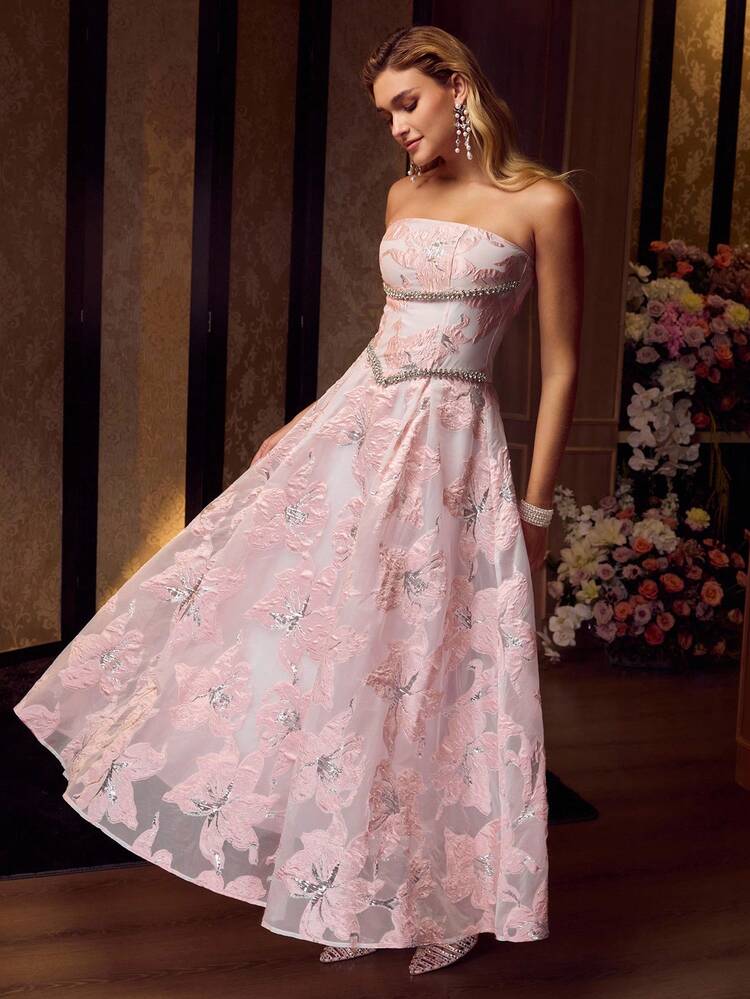 MOTF Soiréza JACQUARD RHINESTONE CHAIN DETAIL TUBE COCKTAIL DRESS