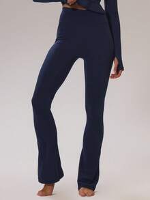 Musera Sport Sport Brushed Fitted Flared Yoga Pants Autumn Fall  Active Sport Gym Workout Lounge Fitness Daily Casual - Navy Blue - View 2