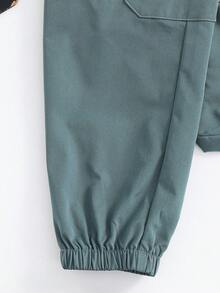 SHEIN Young Boy Letter Print Cargo Pocket Casual Jogger Pants, Windbreaker Pants, Baggy Pants, Green Cargo Pants,Winter Clothes,Christmas - Dusty Blue - View 6