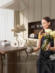 Bình hoa nghệ thuật 1 chiếc - Bình hoa hình trái tim hiện đại cho phong cách trang trí tối giản, Bình hoa thẩm mỹ cho trang trí nhà cửa, phòng khách, bàn cà phê, đám cưới, bàn ăn, trang trí phòng làm việc, bình hoa, bình thủy tinh - Nhiều màu - Xem 9