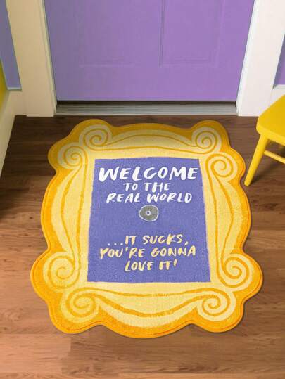 FRIENDS X SHEIN 1 件相框地毯、门口地毯、卧室装饰地毯、浴室地毯、绒头材料、防滑底部、不同尺寸可选