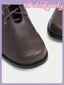 Dola Lovely Women's Brown Retro Round Toe Chunky Heel Lolita Style Party Matching Sweet Cute Mid-Calf Boots, Suitable For Christmas, Halloween, Thanksgiving - Brown - View 4