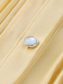 GlowEve Women's Casual Minimalist Front Button Long Sleeve Shirt, Autumn Casual Women Outfits Elegant Dress Women - Yellow - View 4