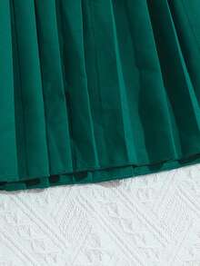 Sparklyn 少女度假休闲优雅褶皱长袖连衣裙 - 綠色 - 查看 7