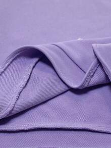 SHEIN 少女休闲字母刺绣圆领运动衫 - 紫色 - 查看 8