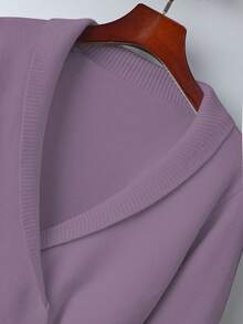 Franclia Unique Design Solid Color Wrap Cardigan For Women - Purple - View 3