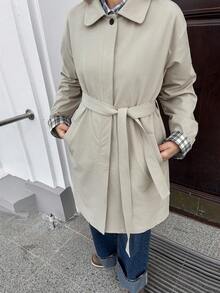 Vivie Lora Women's Sleeve Patchwork Windbreaker Jacket Women Coats - Khaki - View 3
