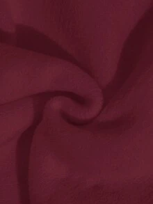 Franclia 女式休闲纯色船领单肩长袖金属装饰套头衫 - 酒紅色 - 查看 6