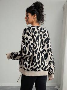Momance Maternity Casual Leopard Print Tie Front Cardigan, Autumn/Winter
