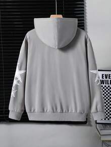 PAVTROS Boys' Star Print High Street Zip-Up Hooded Jacket Fall Winter - Light Grey - View 2