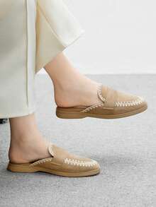 CUCCOO BIZCHIC Khaki Suede Comfortable Slip-On Flats, Suitable For Commuting, Outdoor, Work, Daily Wear, Versatile Women Shoes - Khaki - View 5
