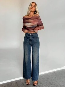 Aloruh Maglietta a maniche lunghe con scollo a V, con motivo tie-dye marrone, adatta per l'autunno/inverno, versatile per uso casual, vacanze bohémien, festival musicali e relax in autunno - Multicolore - Visualizzare 3