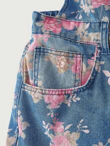 SHEIN MOD Plus Size Women Floral Print Pocket Wide Leg Casual Jumpsuit Vacation Jumpsuit Floral Jumpsuit Boho Jumpsuit Women Fashion Floral Print Denim Jumpsuit Wide Leg Pants Adjustable Strap Casual Overall Fashionable Plus Size Denim Overalls In Blue With Pink Floral Pattern And Relaxed Fit Comfortable And Stylish/Winter
