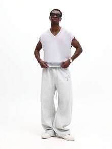 SUMWON Chaleco de punto de cuello en V sin mangas para primavera y verano, ideal para capas casuales - Gris - Ver 4