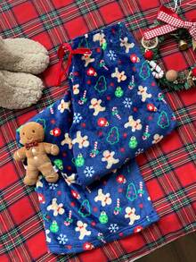 Comfortcana Women's Christmas Themed Print Twist Casual Pants, Autumn/Winter