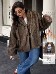 Easura Giacca vintage morbida e soffice di taglia grande, moda invernale