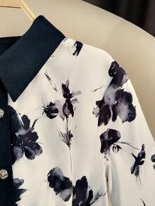 GlowEve 女士优雅长款秋季梭织印花连衣裙 - 黑色 - 查看 3