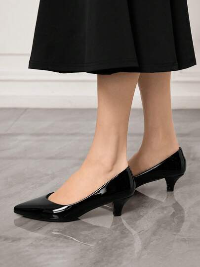 Sleekvia Sapatos sociais femininos, confortáveis, de salto baixo e minimalistas de alta qualidade com bico fino