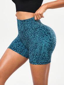 Seamluxe SHEIN Sport 女式无缝全印花高腰休闲健身运动短裤