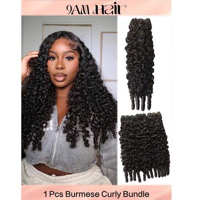 1 件缅甸卷发束真人发精灵卷发人发螺旋末端自然色缅甸卷发人发束编织束未加工人发接发 14-26 英寸顶级品质，适合女性