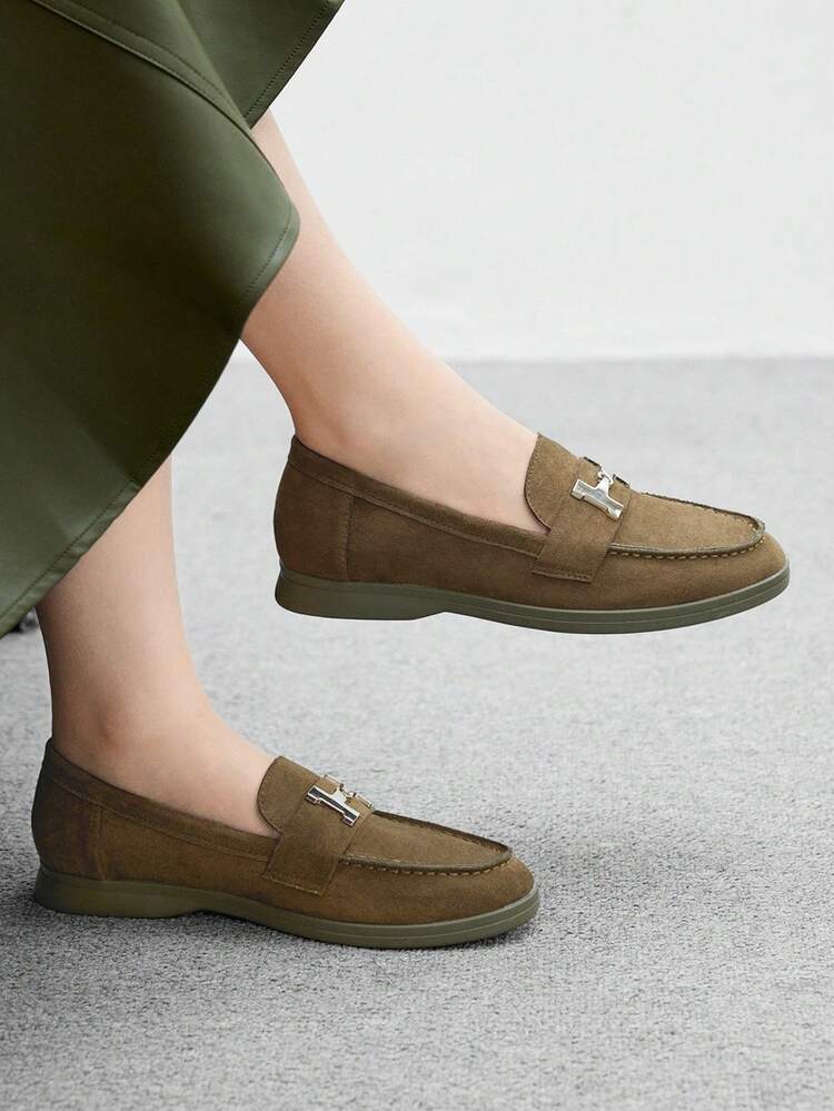 CUCCOO BIZCHIC Women's Fashionable Military Green Comfortable Flat Loafers, Suitable For Vacation, Casual Wear, And Daily Commute