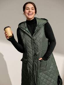 Momelise Christmas Plus Size Women's Fashionable And Versatile Padded Coat - Army Green - View 7