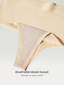 GLOWMODE 4-Pack Ultralight Extra Confident Breathable Sweat-Wicking High-Rise Waist Seamless No-Show Thong Underwear Daily Workout Casual