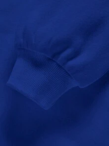 青少年男童休闲简约卡通熊图案宽松长袖卫衣，适合秋季穿着，衣服背面 - 藍色 - 查看 5