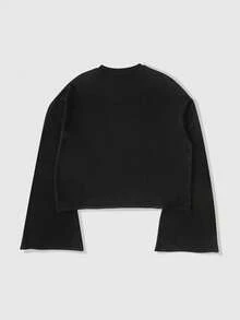 ROMWE MEN Street Life 男士休闲图案印花喇叭袖T恤，秋季 - 黑色 - 查看 2