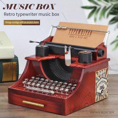 Boîte à musique de décoration de design de machine à écrire vintage rétro, décoration d'intérieur, cadeau d'anniversaire, cadeaux de graduation