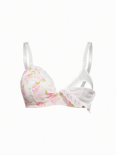 BloomMama Maternity Lace Floral Print Nursing Bra