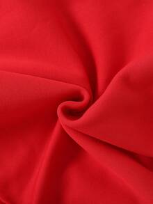 SHEIN 圣诞快乐青少年女孩休闲时尚创意个性卡通可爱蝴蝶结圣诞树雪花格子豹纹字母标语图案套头衫，适合圣诞派对和 - 紅色 - 查看 5