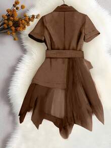 EMERY ROSE Women's Fashion Commuter Mesh Patchwork Thin Jacket