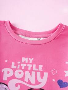 My Little Pony X SHEIN 少女卡通图案圆领长袖T恤