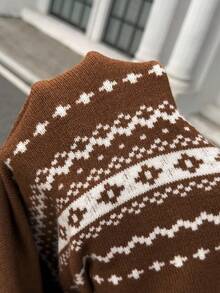 Chiquease Cárdigan de punto casual con mangas raglán y patrón geométrico para mujer, otoño/invierno