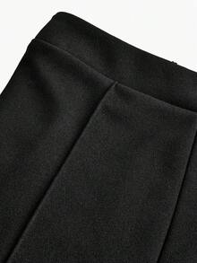 青少女休閒優雅簡約通勤上衣和長褲2件套裝 - 黑色 - 查看 11