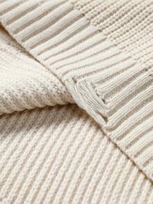 Chillumni Solid Color Casual Crew Neck Sweater For Men, Suitable For Everyday Wear Men Knit Sweater Frayed Knit Sweater Distressed Sweater Waffle Knit Sweater Knitwear Back To School Long Sleeve Knit Sweater Distressed Sweater Men Streetwear Men Cream Sweater , Fall Winter