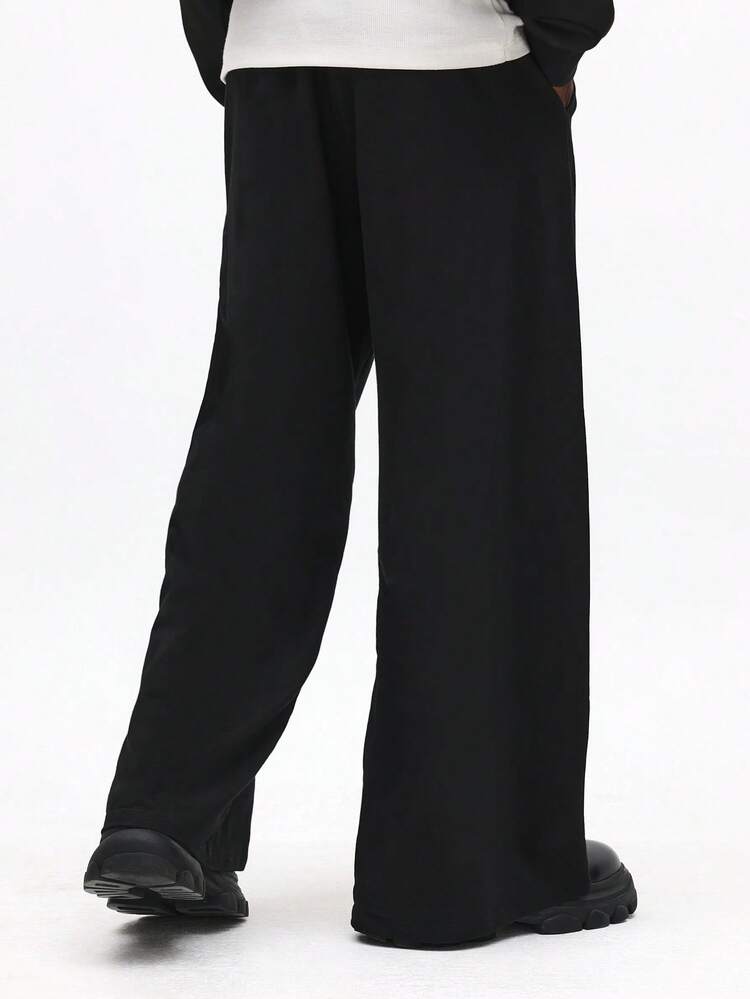 Wide Leg Pleated Dress Pants With Button