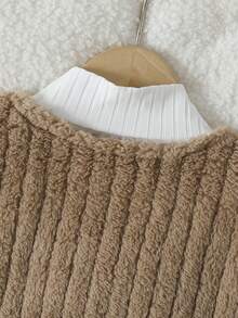 2pcs Women Vintage Casual Outfit - Sleeveless Furry Vest And Pleated Gray Mini Skirt - Multicolor - View 4