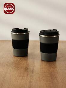 不銹鋼咖啡杯保暖馬克防滑旅行車保溫瓶 - 灰色 - 查看 2